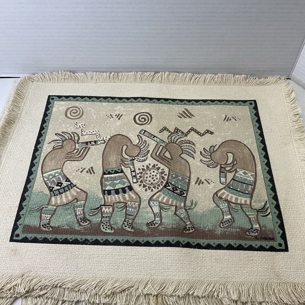 Southwestern Kokopelli Flute Dancing Aztec Jacquard Set Of 4 Placemats